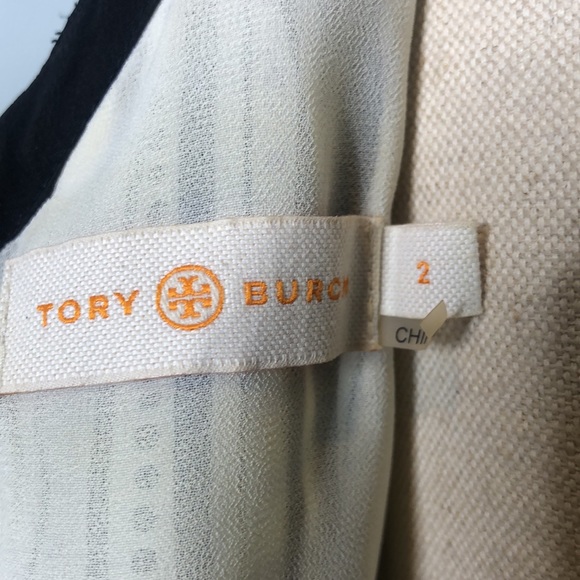 Tory Burch White Purple stripes Polka Dots Sleeveless A Line V-neck Dress 2 - Picture 9 of 16